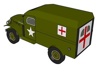 Image showing 3D vector illustration of a military medicle vehicle on a white 
