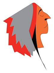 Image showing A native American or an Indian in his traditional head costume v