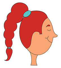 Image showing Cartoon face of a girl with a long and thick plaited hairstyle v