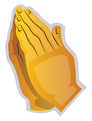 Image showing Vector illustration of a yellow hands praying on a white backgro