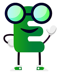 Image showing Green letter E wit glasses vector illustration on white backgrou