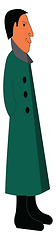 Image showing A tall man dressed in a green-colored coat is smiling vector or 