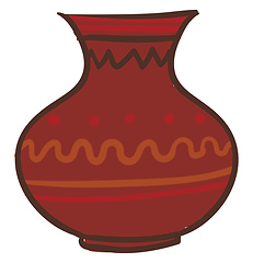 Image showing Painting of a large brown earthen jug vector or color illustrati