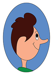 Image showing A profile of a boy with long nose vector or color illustration