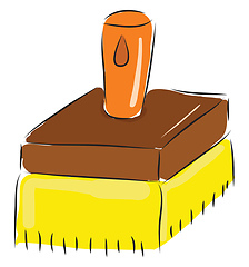 Image showing Simple cartoon big yellow brush vector illustration on white bac