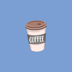 Image showing Portrait of a disposable party coffee cup over blue background v