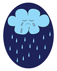 Image showing A crying cloud vector or color illustration