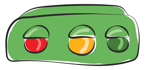 Image showing Clipart of the horizontal green traffic signal board with three 