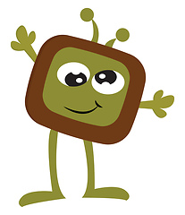 Image showing Goofy brown and green tv monster vector illustratiion on white b