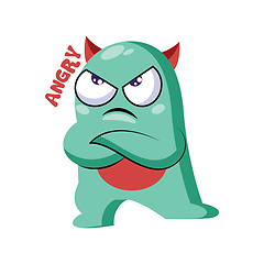 Image showing Angry light blue monster with red horns vector illustraton on a 