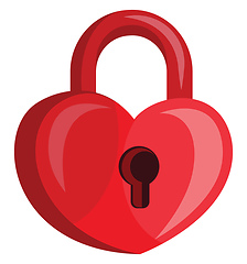 Image showing Heart shaped red padlock with a key hole vector illustration on 