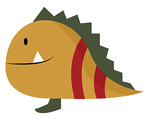 Image showing Brown-colored cartoon fish monster with red stripes vector or co