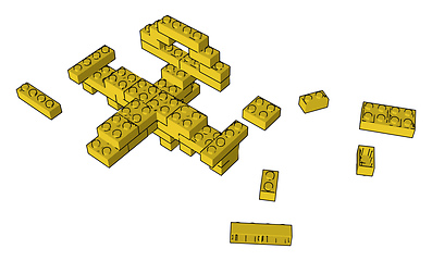 Image showing A yellow colored block toy vector or color illustration