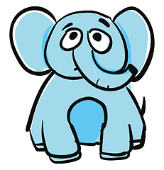 Image showing A sad blue elephant vector or color illustration