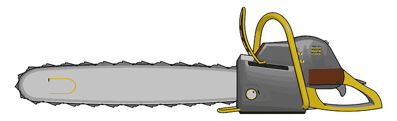 Image showing Simple vector illustration of a grey and yellow chain saw white 