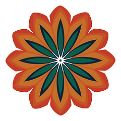 Image showing A glowing mandala in orange and green color vector or color illu