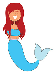 Image showing Clipart of a smiling blue mermaid vector or color illustration