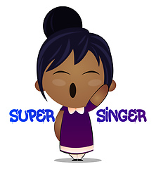 Image showing Little girl is singing, illustration, vector on white background