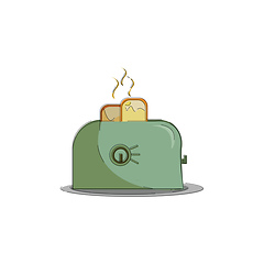 Image showing A green toaster vector or color illustration