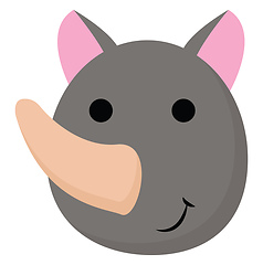 Image showing Cartoon face of a one-horned rhinoceros vector or color illustra