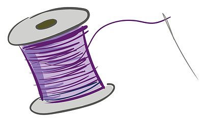 Image showing Needle and purple thread illustration vector on white background