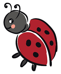 Image showing A small black-colored ladybug vector or color illustration