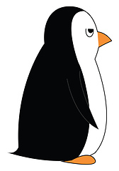 Image showing Cartoon picture of a crazy penguin isolated on the white backgro