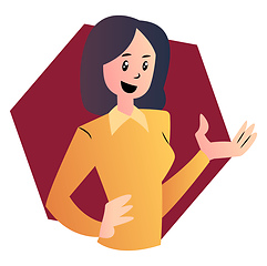 Image showing Cartoon girl in yellow jumper vector illustration on white backg