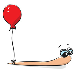 Image showing Cartoon image of a worm with a balloon vector or color illustrat