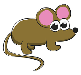 Image showing Drawing of a cute little brown mouse set on isolated white backg