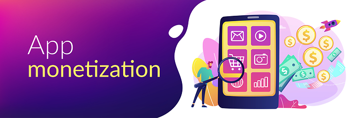 Image showing App monetization concept banner header.