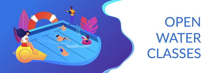 Image showing Swimming and lifesaving classes concept banner header.