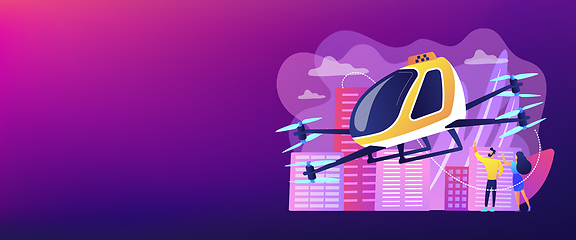 Image showing Aerial taxi service concept banner header.