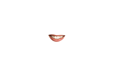 Image showing Close-up view of female mouth wearing red lipstick isolated on white studio background