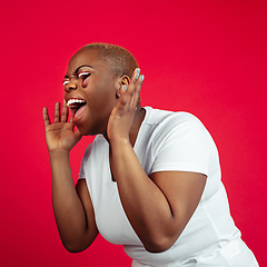 Image showing African-american woman\'s portrait isolated on studio background