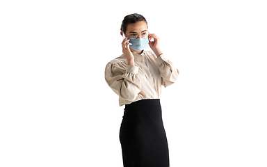 Image showing Beautiful business woman, secretary, manager isolated on white studio background.