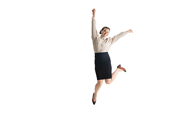 Image showing Beautiful business woman, secretary, manager isolated on white studio background.