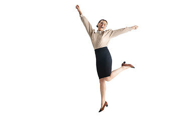 Image showing Beautiful business woman, secretary, manager isolated on white studio background.