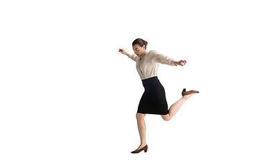 Image showing Beautiful business woman, secretary, manager isolated on white studio background.