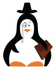 Image showing Cute penguin with its briefcase vector or color illustration