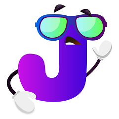 Image showing Purple letter J with sunglasses vector illustration on white bac