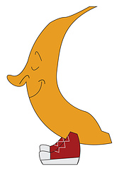 Image showing Banana in sneakers with a big nose print vector on white backgro