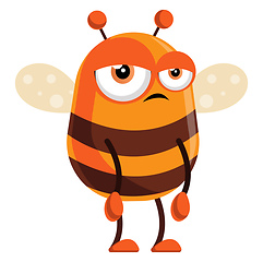 Image showing Bee is bored, illustration, vector on white background.