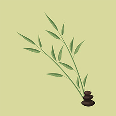 Image showing Stem of leaves with rocks, vector or color illustration.