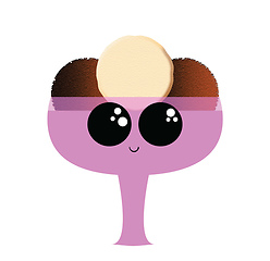 Image showing A pink smiling ice cream bowl with ice cream, vector or color il