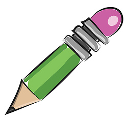 Image showing Green small pencil, vector or color illustration.