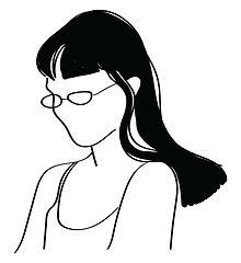 Image showing Girl with black hair, vector or color illustration.