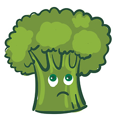 Image showing A melancholic broccoli, vector or color illustration.