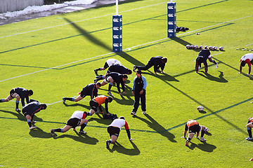 Image showing USA Eagles vs Uruguay National Rugby Game - Players Warming Up