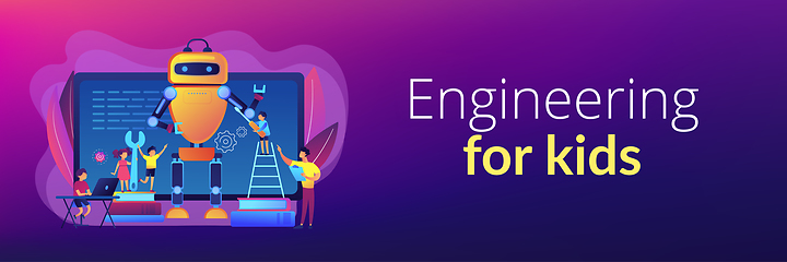 Image showing Engineering for kids concept banner header.